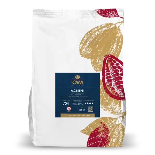 Icam Dark Chocolate Vanini 72% Kosher Parve 4kg